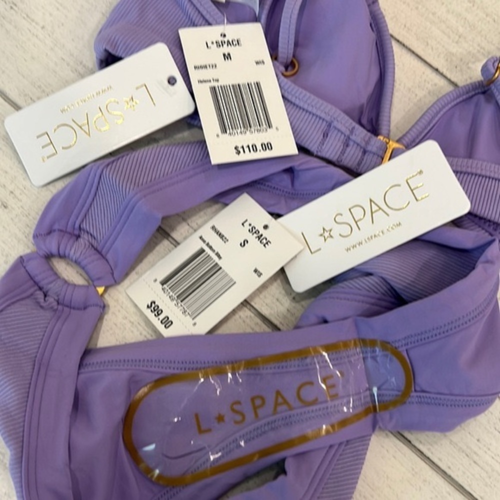 l*space Lilac Ribbed Ring-Detail Bikini Set - Picture 5 of 16